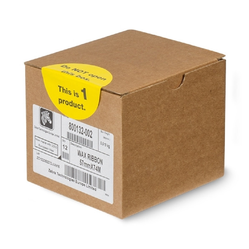 Zebra 5319 wax ribbon (800132-002) 57 mm x 74 m (12 ribbons)